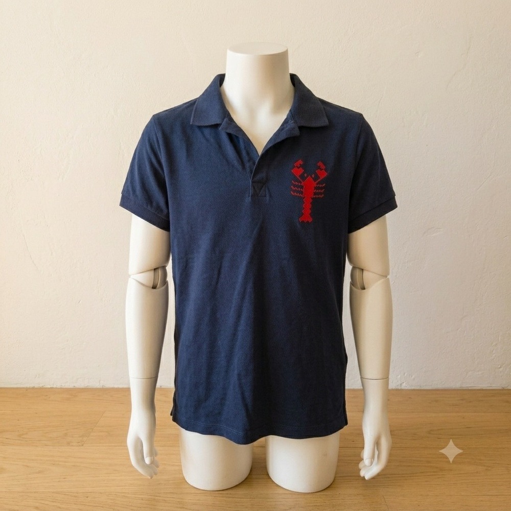 Vilebrequin Kids Polo Shirt 14 Navy Blue Embroidered Lobster Preppy Nautical